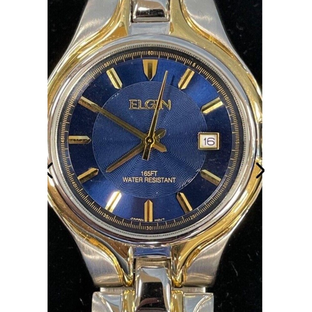 Beautiful Elgin Watch Mens | FPP 117 | 2 tone Blue dial | New Battery | RUNS